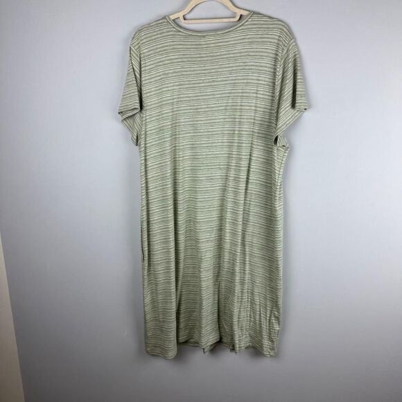 Women's Pure Jill Green Striped T-Shirt Dress Size XL - Picture 2 of 5